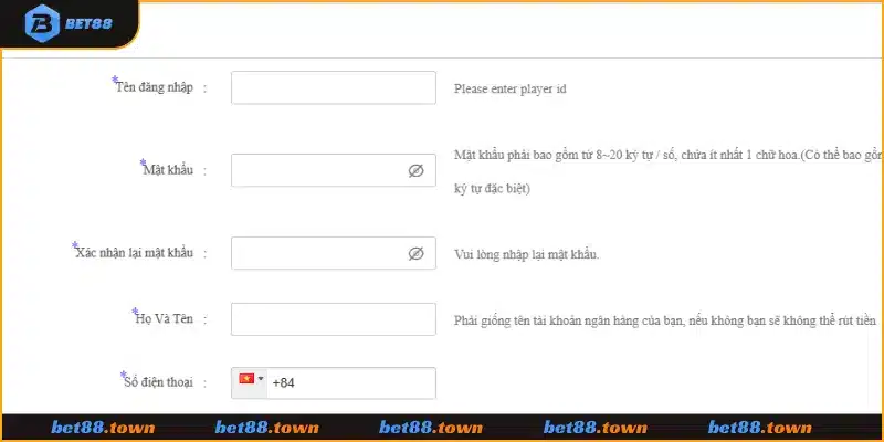 Hướng dẫn các bước đăng ký Bet88