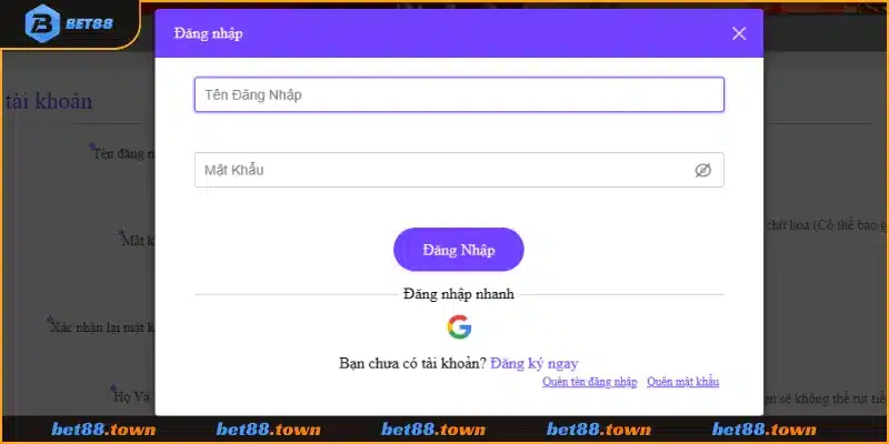 Hướng dẫn đăng nhập Bet88